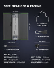 Load image into Gallery viewer, ViparSpectra® 2025 Updated P1000 100W Full Spectrum Led Grow Light with Daisy Chain
