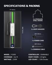 Load image into Gallery viewer, ViparSpectra® 2024 Updated P2000 250W Full Spectrum Led Grow Light with Daisy Chain
